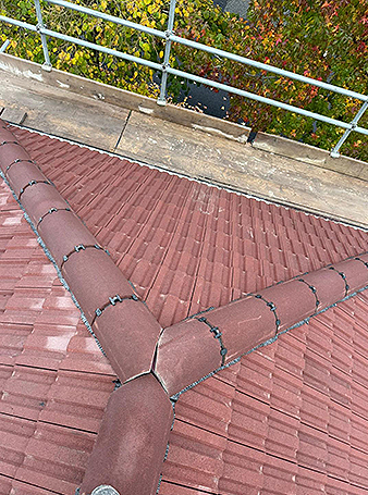 Roofing team working on a property